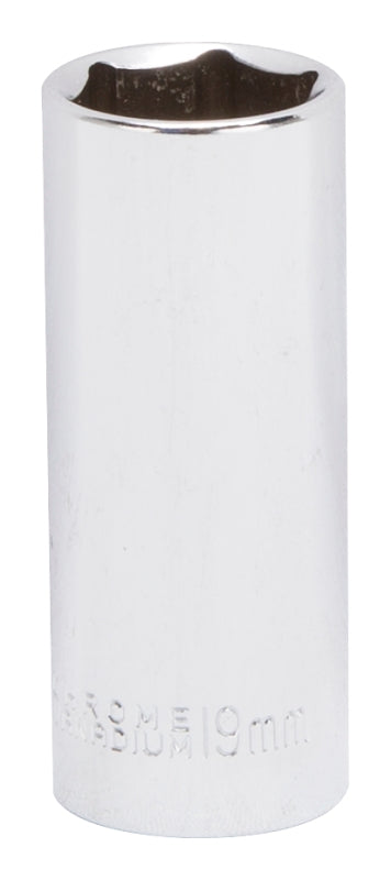 Mintcraft Vulcan MT6507412 Drive Socket, 19 mm Socket, 3/8 in Drive, 6-Point, Chrome Vanadium Steel, Chrome