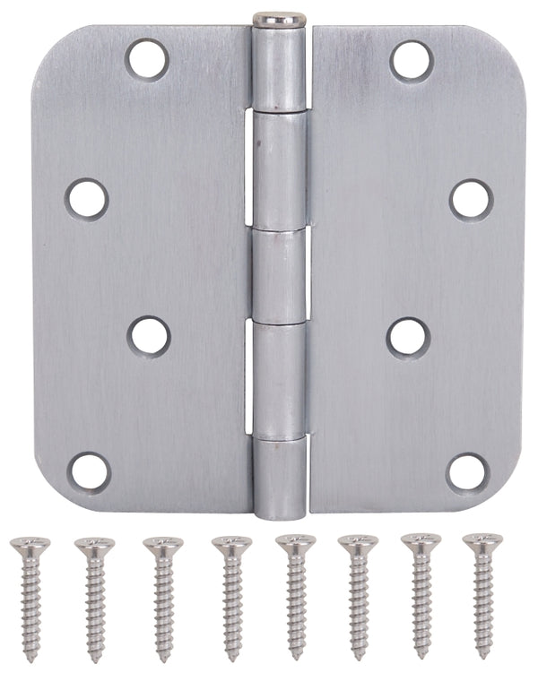 MINTCRAFT 20348SCX ProSource 6558985 Hinge, 4 in L X 4 in W Door, 8 Holes, 2.2 Mm Thick Leaf, Steel, Satin Chrome, 4"