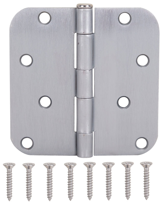 MINTCRAFT 20348SCX ProSource 6558985 Hinge, 4 in L X 4 in W Door, 8 Holes, 2.2 Mm Thick Leaf, Steel, Satin Chrome, 4"
