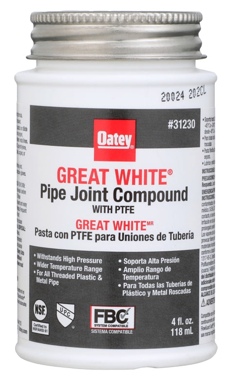 Oatey Great White White Pipe Joint Compound 4 oz. 31230