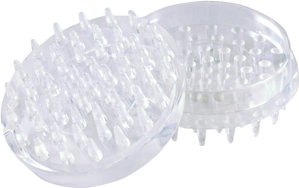 Shepherd 1-1/2" Round Spiked Caster Cups for Carpet, Plastic Anti-Dent Carpet Protector Caster Cups for Tables, Beds, Sofas, Chairs, Set of 4, Clear 9082