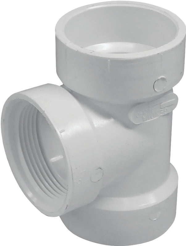 Genova 71421 Pipe Test Tee Without Plug, 2 Hub X Fip, SCH 40, PVC, 2"