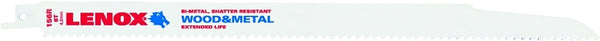 LENOX Tools Wood Cutting Reciprocating Saw Blade with Power Blast Technology, Bi-Metal, 12-inch, 6 TPI, 5/PK 20586S156R