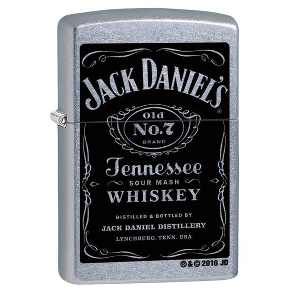 Zippo Jack Daniel's Tennessee Whiskey Label Street Chrome Pocket Lighter, 5 1/2 x 3 1/2 cm 24779
