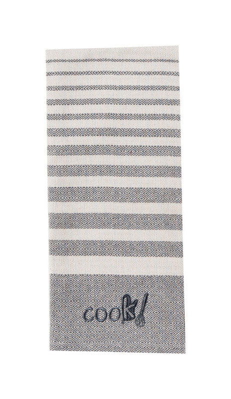 Kay Dee Designs Cook's Kitchen Birdseye Woven Embroidered Tea Towel, Small, Graphite