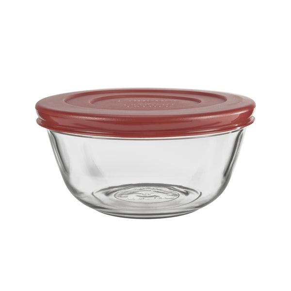 Anchor Hocking Glass Mixing Bowls with Lids, Cherry, 1.5 Quart (Set of 2) 91856L20