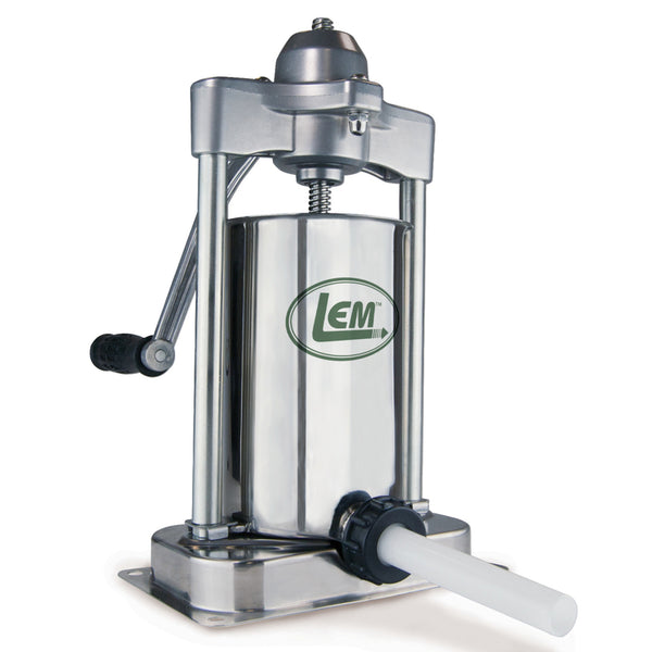 LEM Products Mighty Bite Vertical Stainless Steel 5 Pound Capacity Sausage Stuffer with Plastic Stuffing Tubes 1606