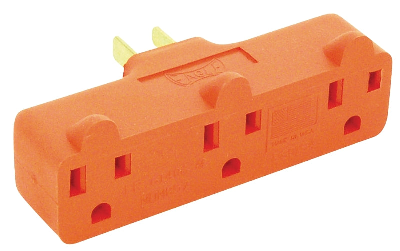 EATON Wiring 4402RN-BOX 15-Amp 2-Pole 2-Wire 125-Volt Single Receptacle to Three Outlet Cube Tap, Orange
