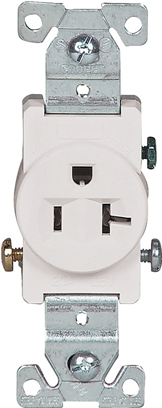 Cooper 1877W-Box Single Receptacle 20A, White (10) (10-Pack)