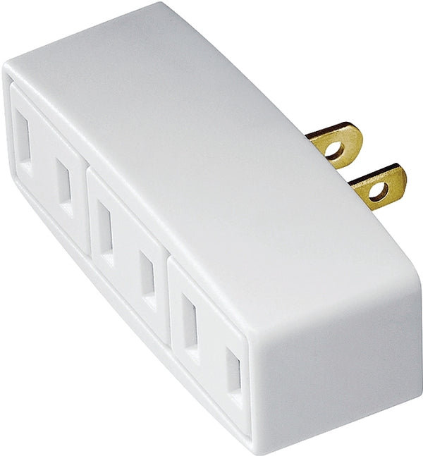 EATON Wiring 1747W-SP-L Single Receptacle with Three Outlet Cube Tap with 15-Amp, 125-Volt, 1-15-NEMA Rating, White 1747W-BOX