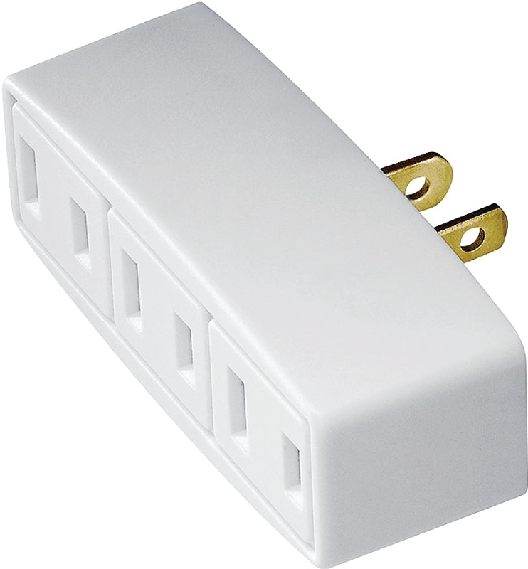 EATON Wiring 1747W-SP-L Single Receptacle with Three Outlet Cube Tap with 15-Amp, 125-Volt, 1-15-NEMA Rating, White