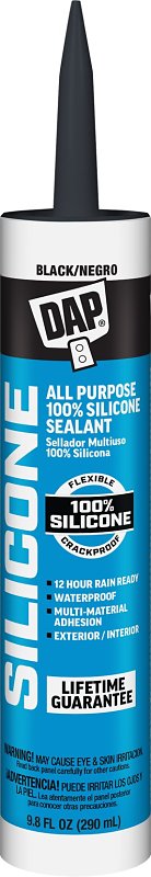 DAP 100% Silicone Rubber Window, Door, and Siding Sealant, Black 9.8 Oz (7079808642)