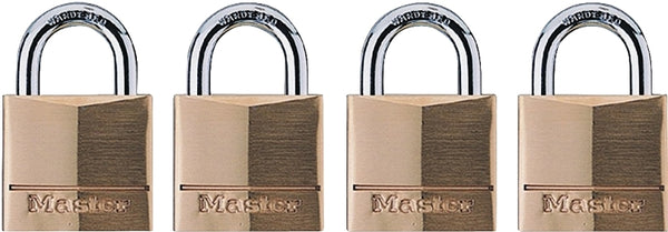 Master Lock Padlock, Solid Brass Lock, 3/4 in. Wide, 120Q (Pack of 4-Keyed Alike)
