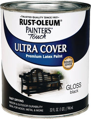 Rust-Oleum 1979502 Painter's Touch Latex Paint, Quart, Gloss Black, 1 Quart