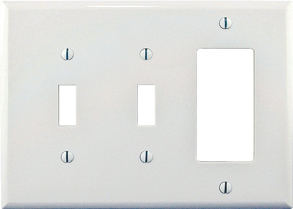 Cooper Wiring Eaton Wiring Devices PJ226W Combination Wallplate, 4-7/8 in L, 6-3/4 in W, 3 -Gang, Polycarbonate, White