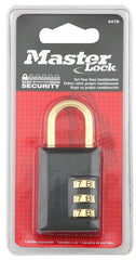Master Lock Black Combination Padlock, Indoor Gym Locker Lock with Customizable 3-digit Code for Luggage, Backpacks, Cabinets, 647D