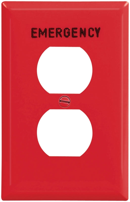 Cooper Wiring Red Emergency Receptacle Plate PJ8EMRD