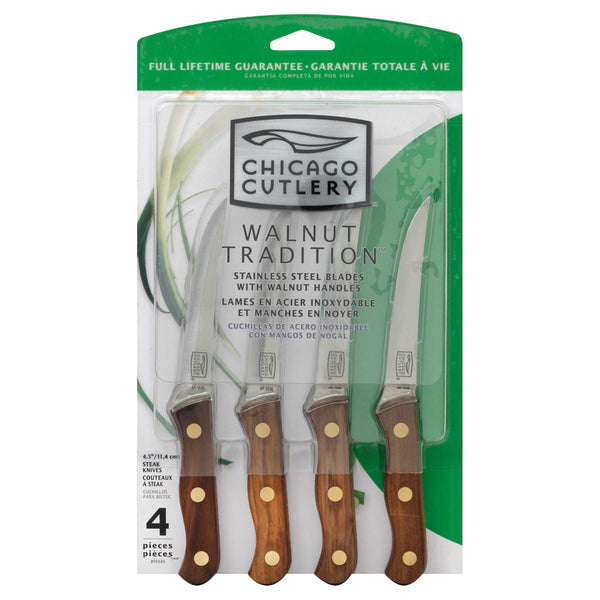 Chicago Cutlery B144 4pc Walnut Tradition Steak Knife Set