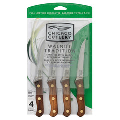 Chicago Cutlery B144 Walnut Tradition Stainless Steel Steak Knife Set 4 pieces Brown