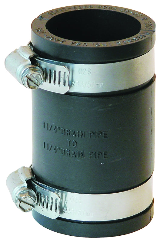 Fernco P1056-125 Flexible PVC Coupling Cast Iron, Plastic or Steel Plumbing Connections, 1-1/4" Pipe Size