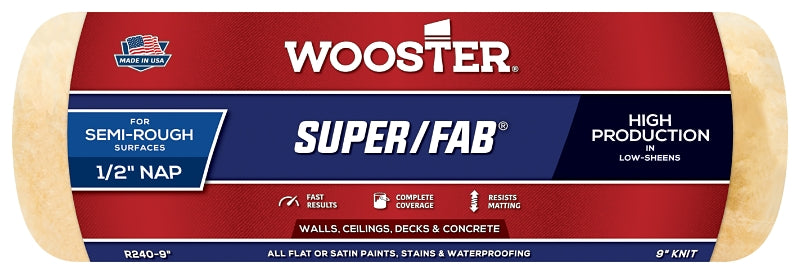 Wooster Brush R240-9 Super/Fab Roller Cover, 1/2-Inch Nap, 9-Inch
