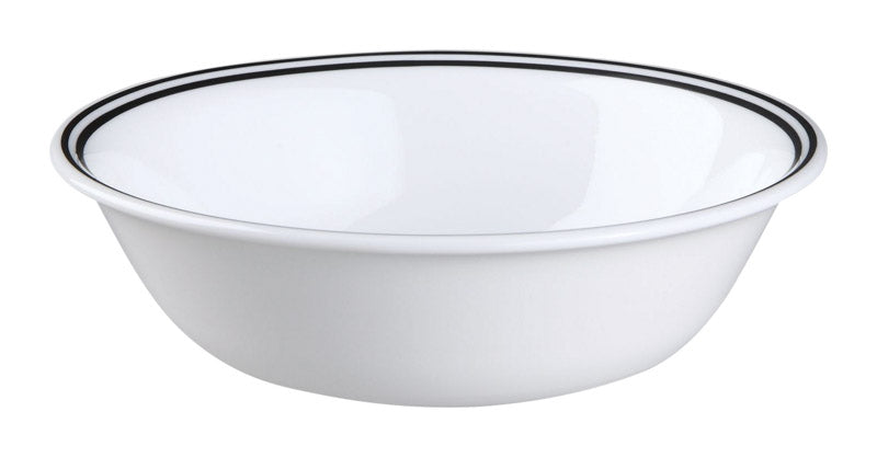 Corelle Livingware 18 oz. Black/White Glass City Block Soup/Cereal Bowl 1 pk