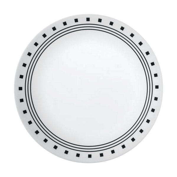 Corelle Livingware Black/White Glass City Block Luncheon Plate 1 pk 1074211
