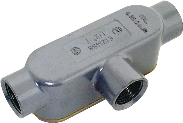 Halex, 1/2 in. Rigid Type T Threaded Conduit Body with Cover and Gasket , 58805, 1 per pack