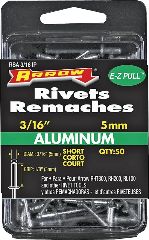 Arrow Fastener RSA3/16IP Short Aluminum 3/16-Inch Rivets, 50-Pack