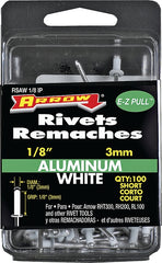 Arrow RSAW1/8IP Short Aluminum 1/8-Inch Pop Rivets for Metal, Fabric, Leather, and Auto Repair, 100-Pack