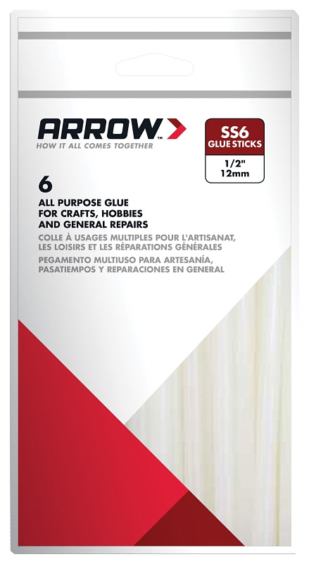 Manufacturers Direct Arrow Fastener 0.5 in. Dia. x 4 in. L Hot Glue Sticks Clear 6 pk SS6