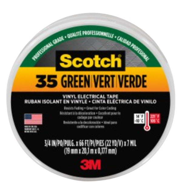 3M Electrical 500-10265 Vinyl Electrical Color Coding Tapes 35, Green 10851-DL-10
