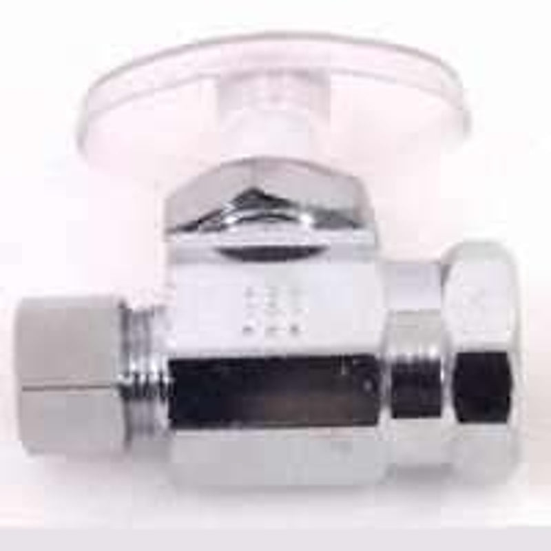 Plumb Pak PP20052LF Quarter Turn Straight Stop Valve, 3/8 X 3/8 in, Fip X Compression, Chrome Plated, 3/8" x 3/8"