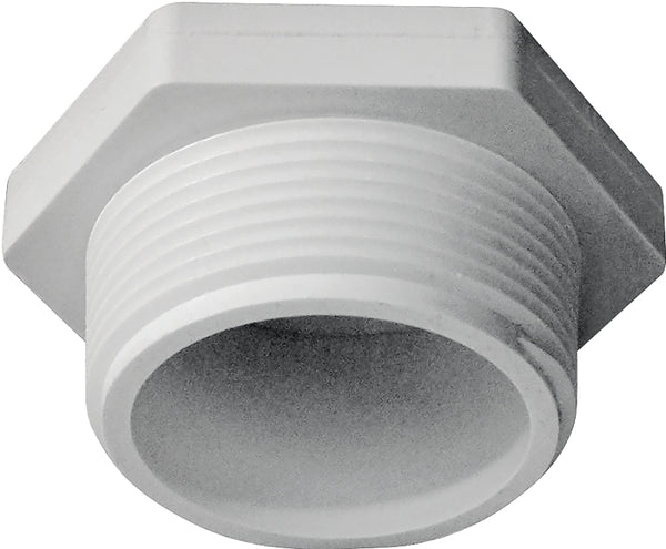 LASCO 450015BC Pipe Plug, 1-1/2 in, MPT, PVC, White, SCH 40 Schedule