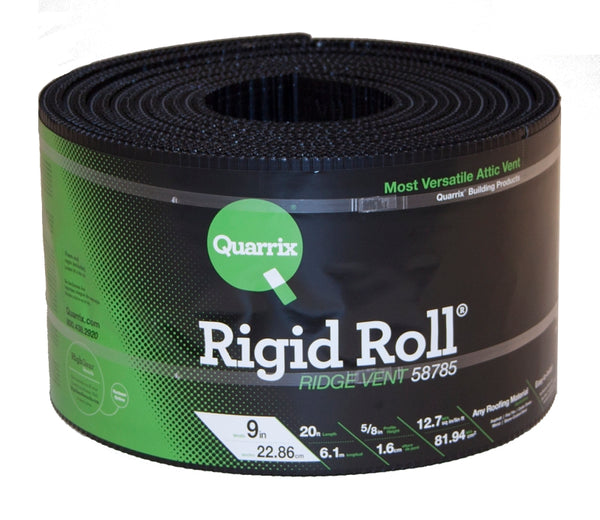 Quarrix Building Products Shingle Ridge Vent, 9" x 20', Black 58785