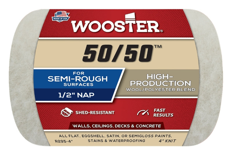 Wooster Brush R295-4 Wooster 50/50 Roller Cover, 1/2-Inch Nap, 4-Inch