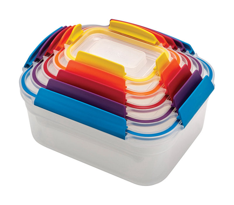 Joseph Joseph Nest Lock Plastic BPA Free Food Storage Container Set with Lockable Airtight Leakproof Lids, 10-Piece, Multi-Color
