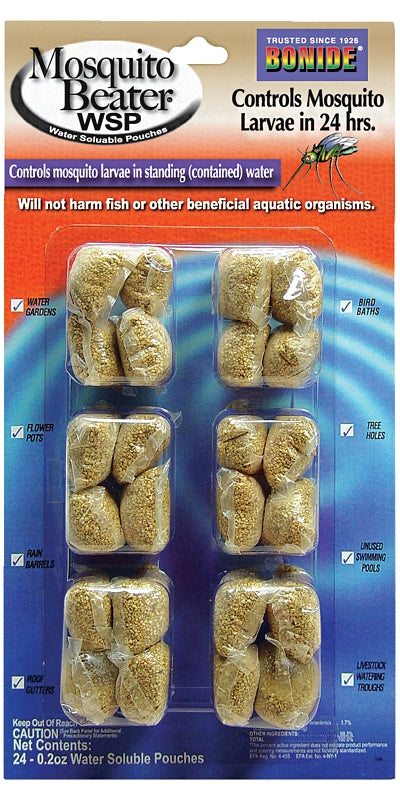 Bonide (BND549) - Mosquito Beater WSP Larvicide, Water Soluble Insecticide Pouches for Controlling Mosquito Larvae (24 pack)