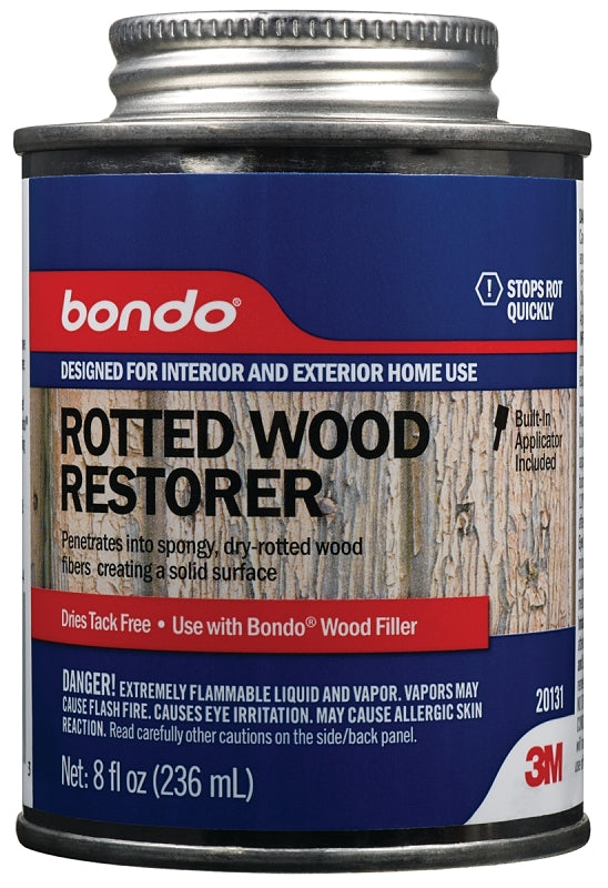Bondo Rotted Wood Restorer, Penetrates into Spongy, Dry-rotted Wood Fibers Creating a Solid Surface, 8 Fl oz 20131