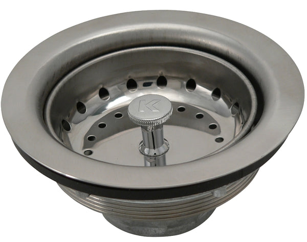 Keeney 1431SSTBX Stainless Steel Strainer with Fixed Post, Basket & 4" Tailpiece