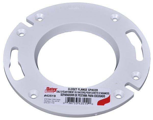 Oatey 43519 1/4 in. White PVC Toilet Flange Spacer, 1/4-Inch