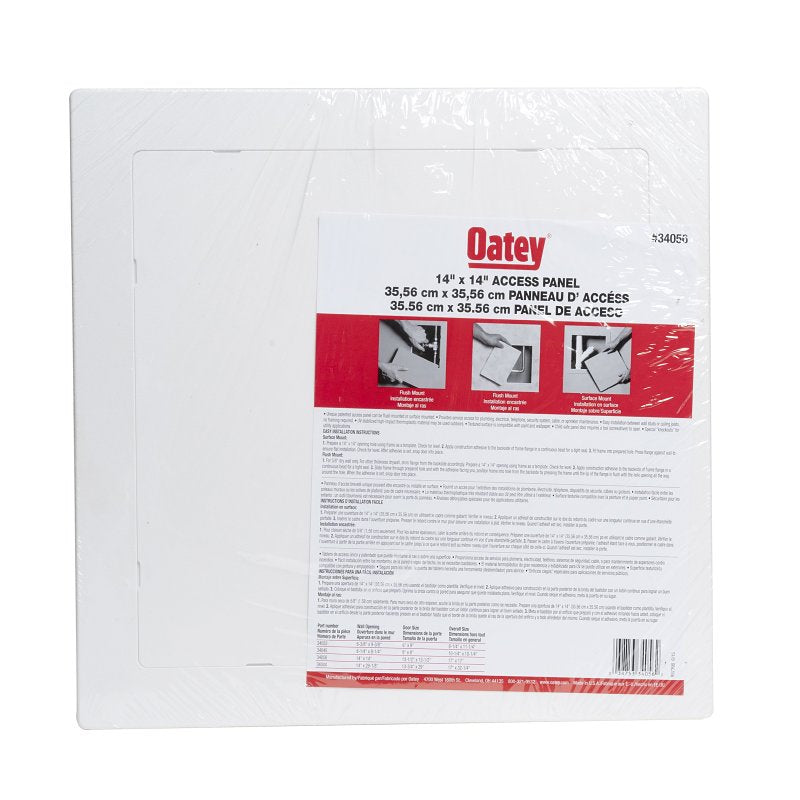 Oatey 34056 14-in. Flush-or Surface-Mounted Wall Access Panel, White, 14"x 14"