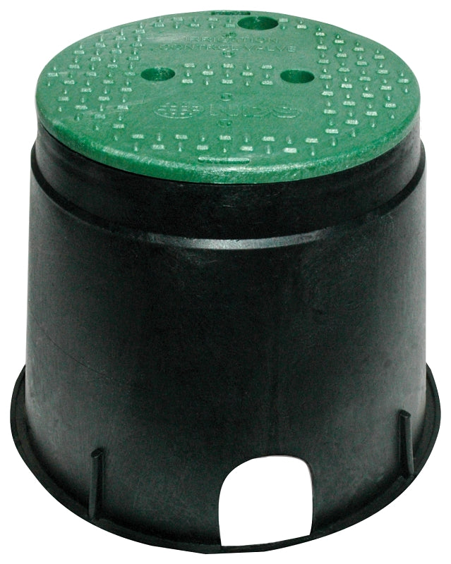 NDS 111BC Standard Series Round Valve Box Overlapping Cover-ICV, 10-Inch, Black/Green Automatic Lawn Drip Irrigation Kits, B/G, Black & Green