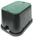 NDS 113BC Standard Series Sprinkler Valve Box, Black with Green Bolt-Down Cover, Lid Dimension 14x19 Inches, Green ICV Cover 113BC-AST