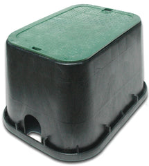 NDS 113BC Standard Series Sprinkler Valve Box, Black with Green Bolt-Down Cover, Lid Dimension 14x19 Inches, Green ICV Cover 113BC-AST
