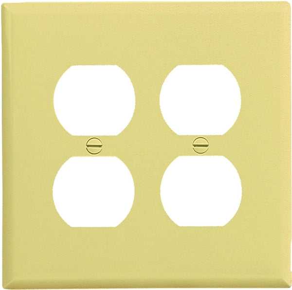 EATON PJ82V Arrow Hart Pj82 Mid Size Unbreakable Wall Plate, 2 Gang, 4-1/2 in L X 4.56 in W X 0.08 in T, Ivory
