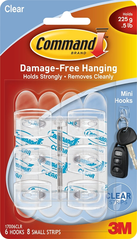 Command Strips 17006CLR Clear Mini Command Hooks 6 Count