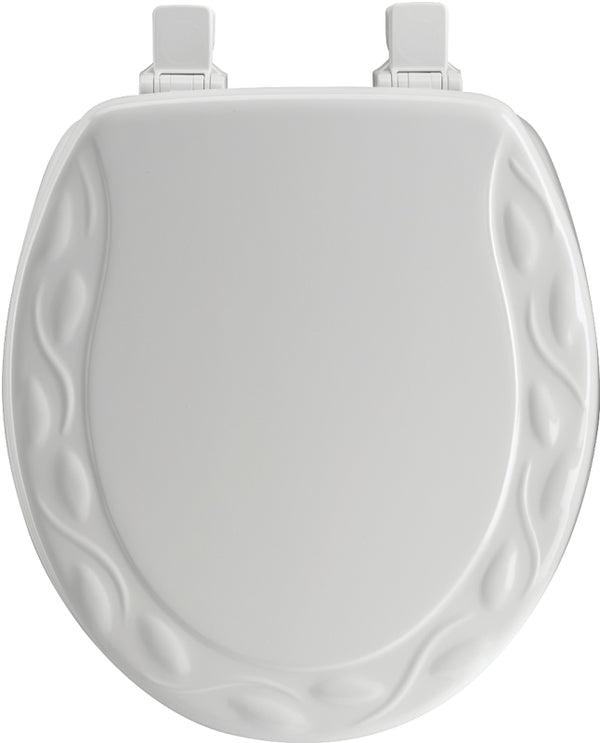 Bemis MAYFAIR 34ECA 000 Sculptured Ivy Toilet Seat will Never Loosen and Easily Remove, ROUND, Durable Enameled Wood, White 34EC-000