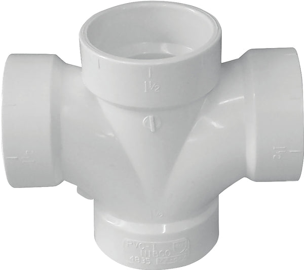 Canplas 192186 PVC DWV Double Sanitary Tee, White