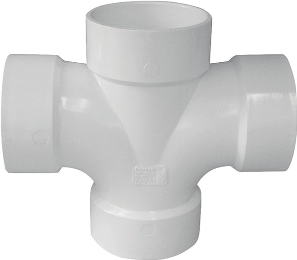 Canplas 192188 PVC DWV Double Sanitary Tee, 2 x 1-1/2-Inch, White